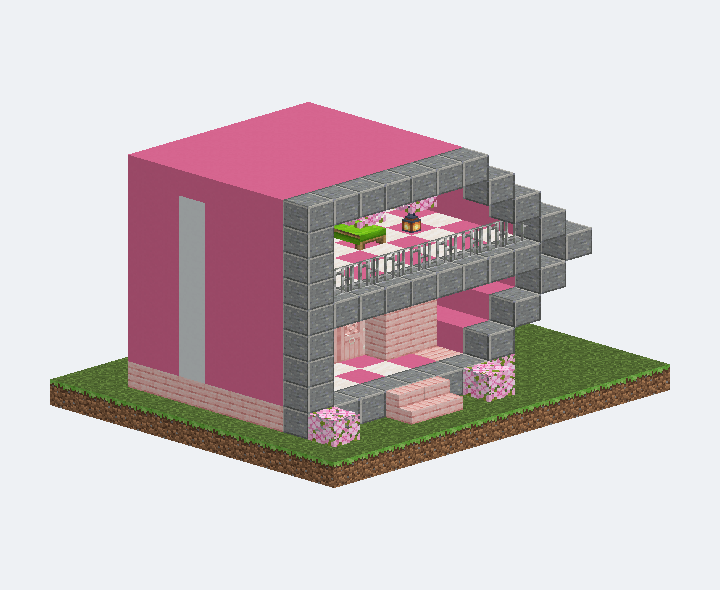 粉紅折角框架住宅模型預覽